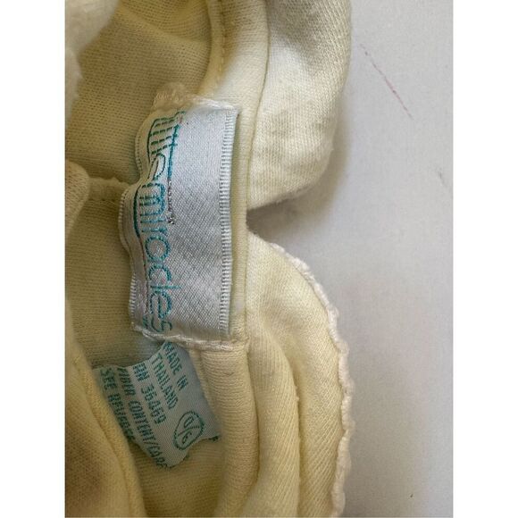 Vintage yellow 0-6 month romper peter pan collar retro button up bodysuit shorts - Picture 3 of 5